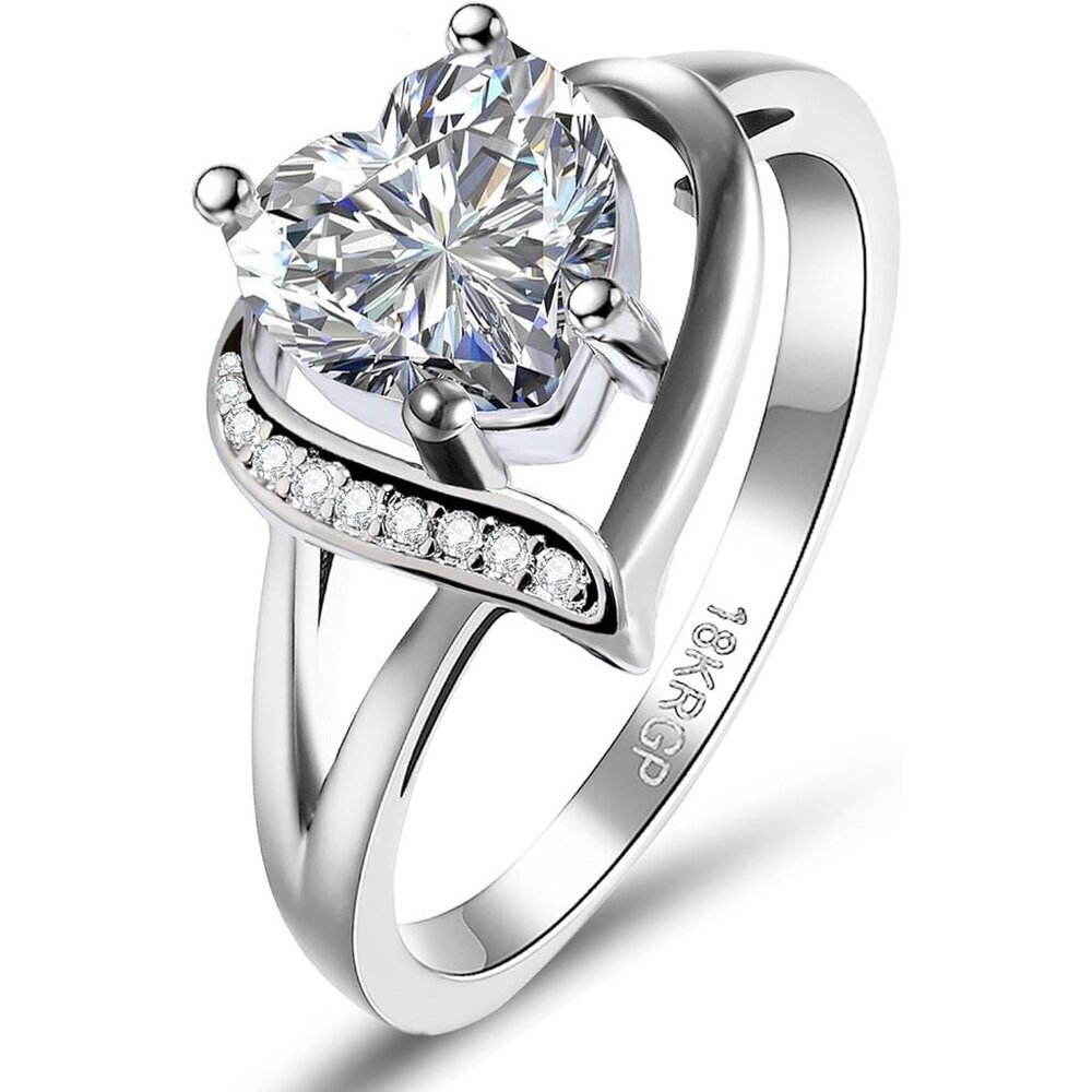 Engagement Rings for Women AAA+ Heart Cubic Zirconia Promise Rings for Her Valen